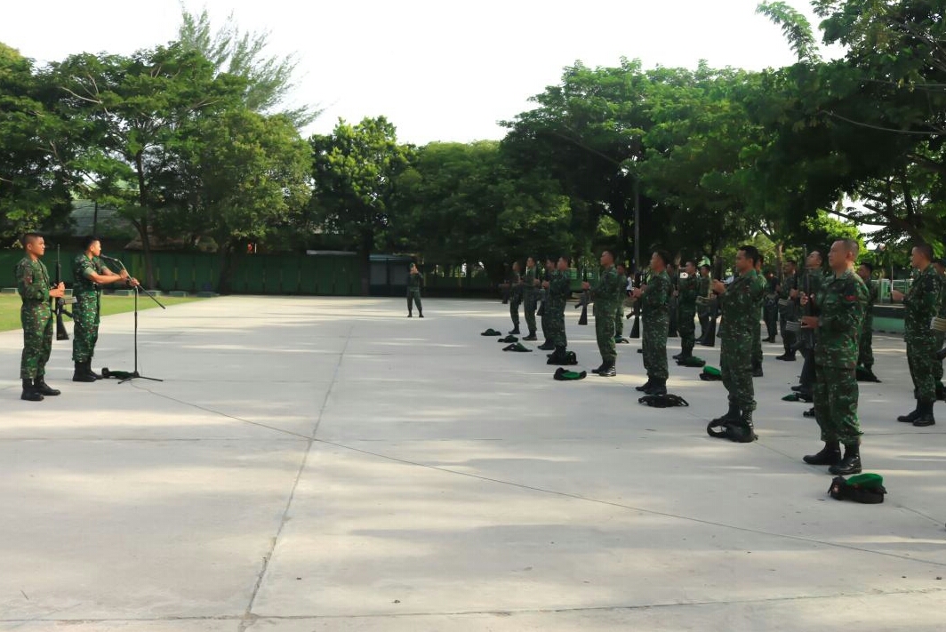 Latihan militer TNI di Lapangan Jenderal Sudirman kota Lhokseumawe